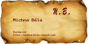 Michna Béla névjegykártya